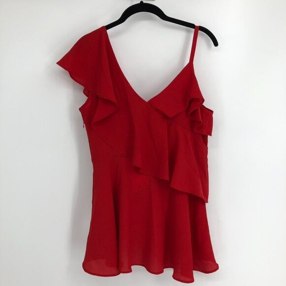 NWT Maddison Red One Shoulder Ruffle Layered Top size 6 - Picture 4 of 16